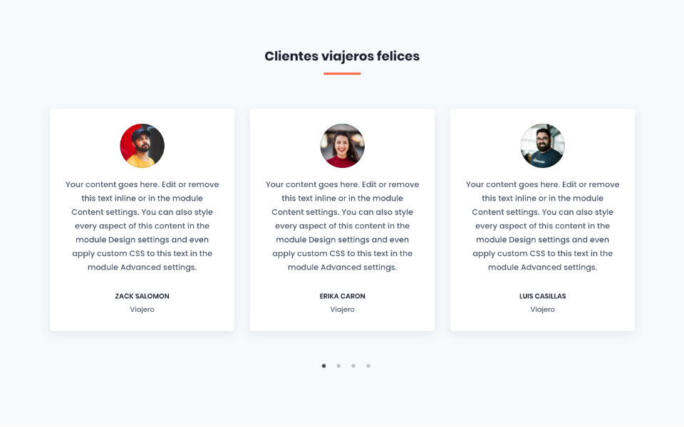 Carrusel de testimonios, un elemento muy habitual en las landing page